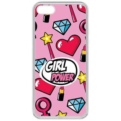 Чехол-накладка Krutoff Clear Case Женский день - Girl Power для iPhone 5/5s чехол накладка krutoff soft case пряник для iphone 5 5s черный