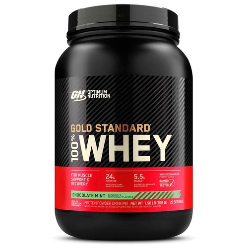 Протеин Optimum Nutrition 100% Whey Gold Standard, 909 гр., шоколад-мята протеин optimum nutrition 100% whey gold standard 909 гр двойной шоколад