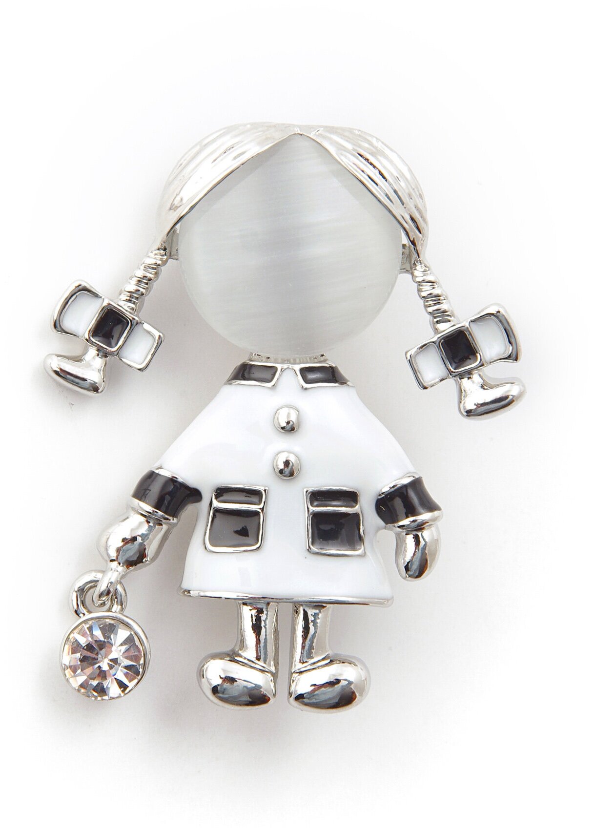 Брошь ЖемАрт, эмаль, 1 шт., белый/серебристый