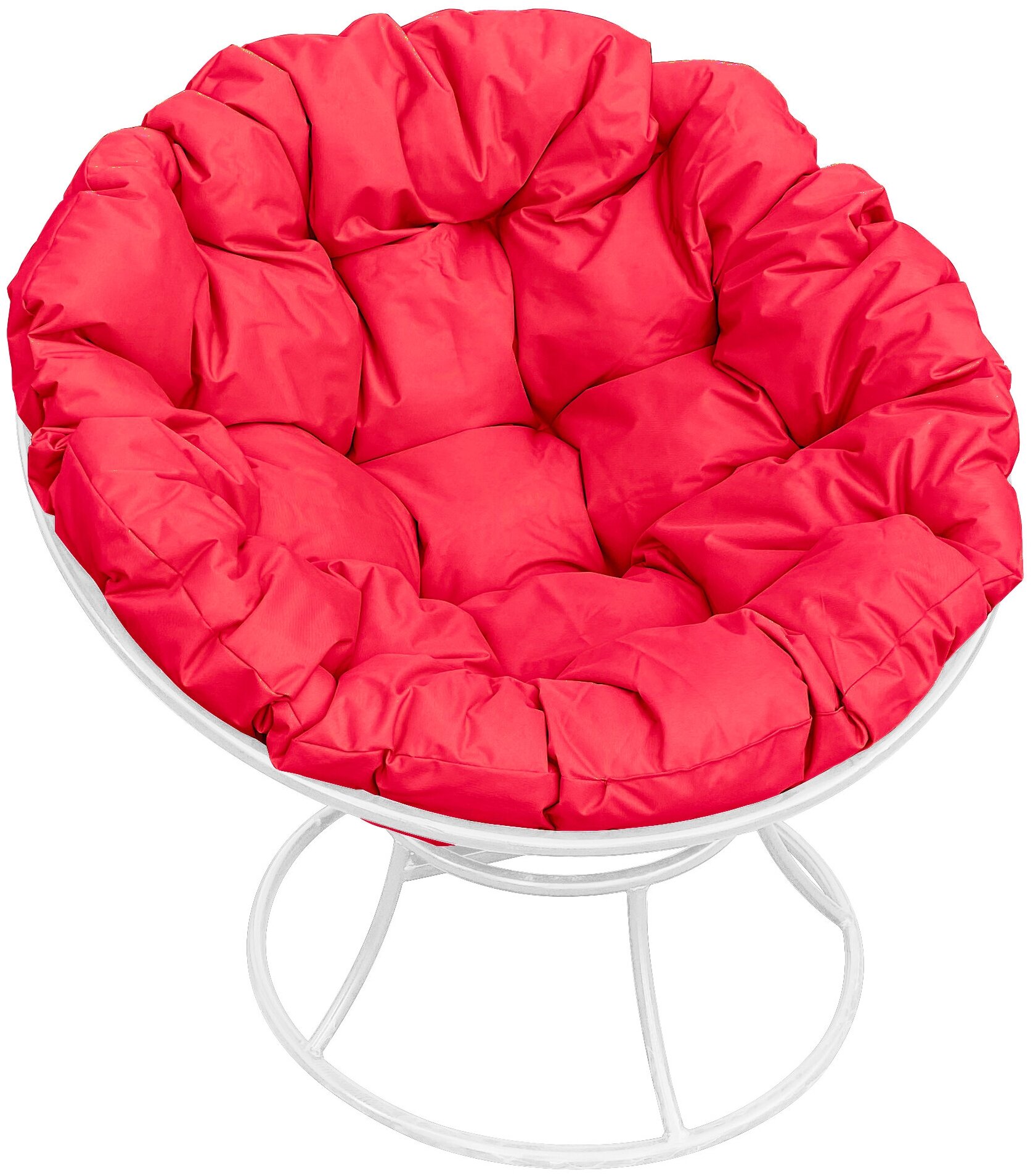 Кресло m-group папасан белое, красная подушка - фотография № 1