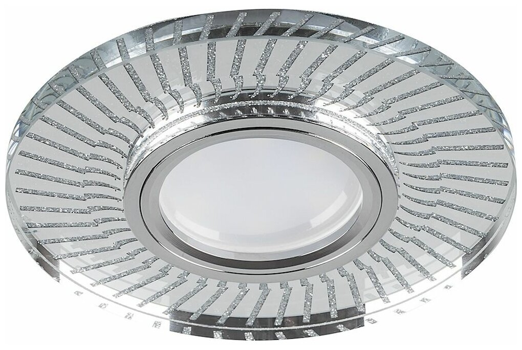 Светильник потолочный встраиваемый со светодиодной подсветкой 15LED*2835 SMD 4000K, MR16 50W G5.3, прозрачный, хром, CD979 с драйвером в комплекте