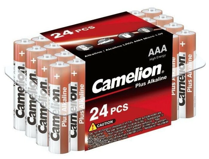 Элемент питания алкалиновый AAA/LR03 1.5В Plus Alkaline LR03-PB24 (уп.24шт) Camelion 7615