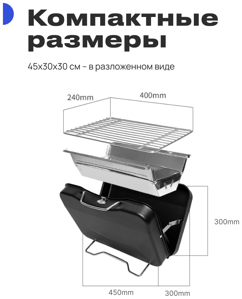 Портативный гриль RoadLike Grill Plus, черный - фотография № 3