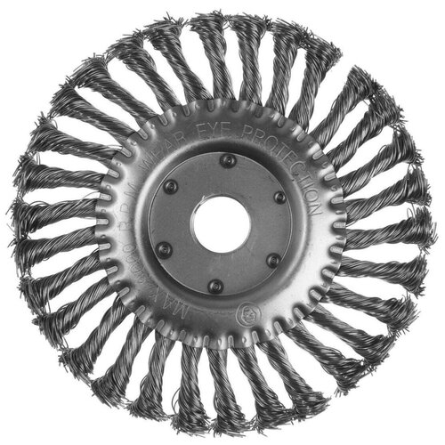 Щетка металлическая для УШМ TUNDRA, крученая проволока, плоская, посадка 22 мм, 175 мм (1 шт.)