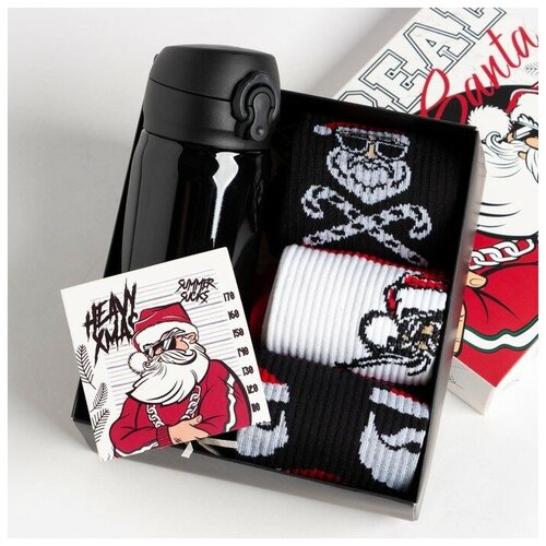 Подарочный набор термос и носки 3 пары KAFTAN Real Santa, р. 41-44 (27-29 см)./В упаковке шт: 1
