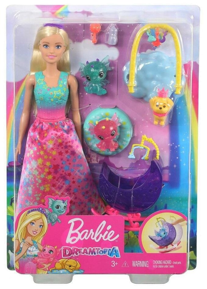 Barbie. Игровой набор Barbie "Чаепитие: Заботливая принцесса с высотой 30 см, мини-кукла, питомец и аксессуары" / GJK49-GJK50