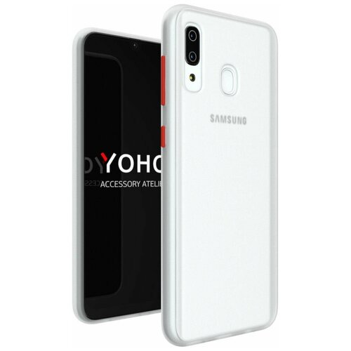 YOHO Чехол защитный - противоударный, матовый, для телефона Samsung Galaxy A10e. Белый - красный YCHPMA10EWR