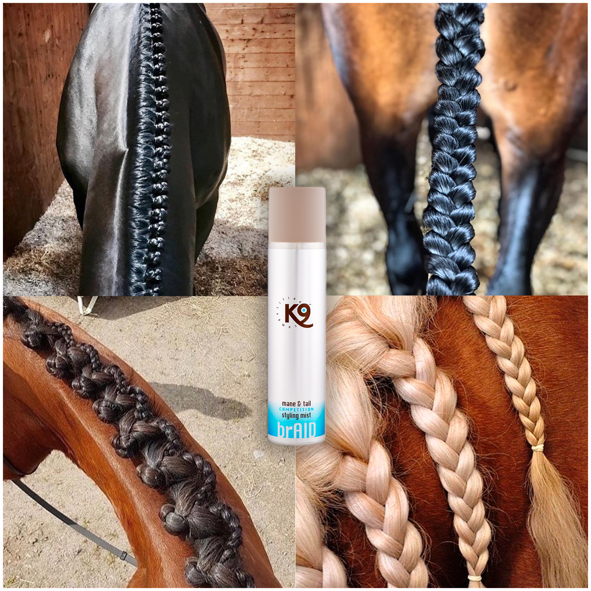 Лак для укладки и заплетания гривы лошадей Mane & Tail Styling Mist brAID K9, для груминга, 300 мл - фотография № 4