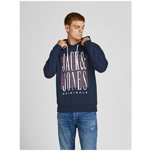 фото Jack & jones, джемпер-толстовка мужской, цвет: темно-синий, размер: s