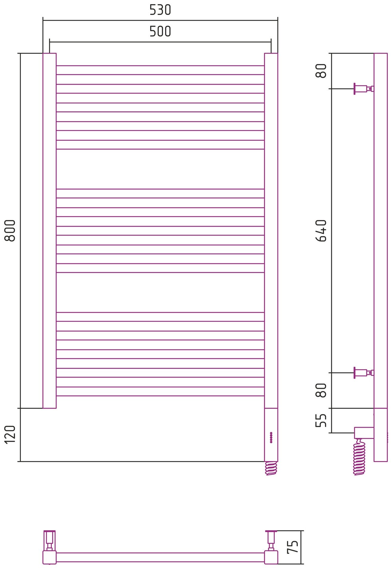 Электрический полотенцесушитель Сунержа Модус 3.0 800x500 МЭМ Пр. арт. 00-5701-8050 - фотография № 4