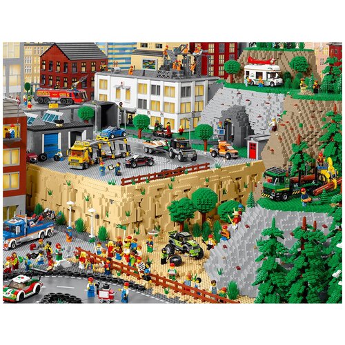 Фотообои Уютная стена Город из Лего 350х270 см Бесшовные Премиум (единым полотном)