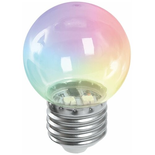 фото Лампа светодиодная feron lb-37 шарик прозрачный e27 1w rgb быстрая смена цвета