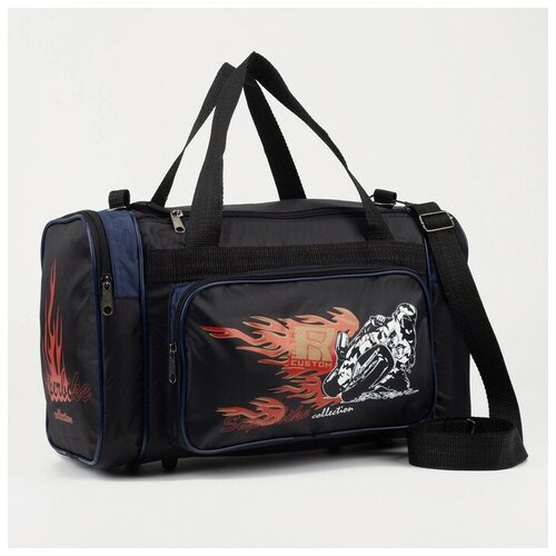 фото Сумка спорт с052/1, 38*18*23, отд на молнии, 3 н/кармана, дл ремень, черный 1388705 sarabella