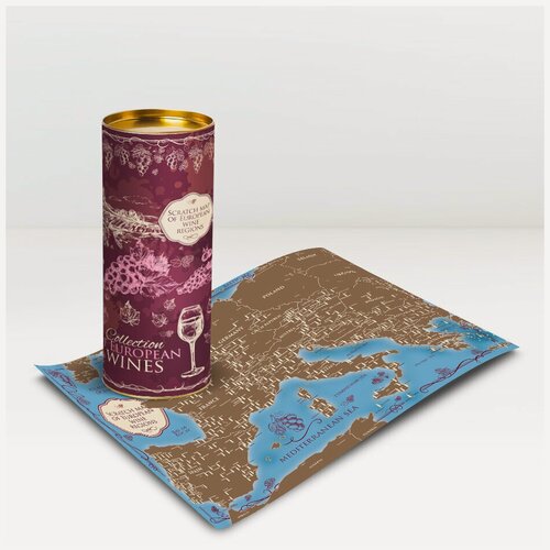 Изображение товара Карта винных регионов Европы на английском языке со стираемым скретч слоем ( с набором аксессуаров)