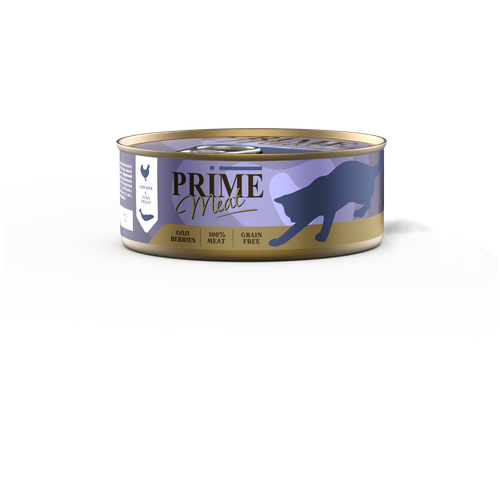 Prime Meat влажный корм для кошек, курица с тунцом, филе в желе (90шт в уп) 100 гр
