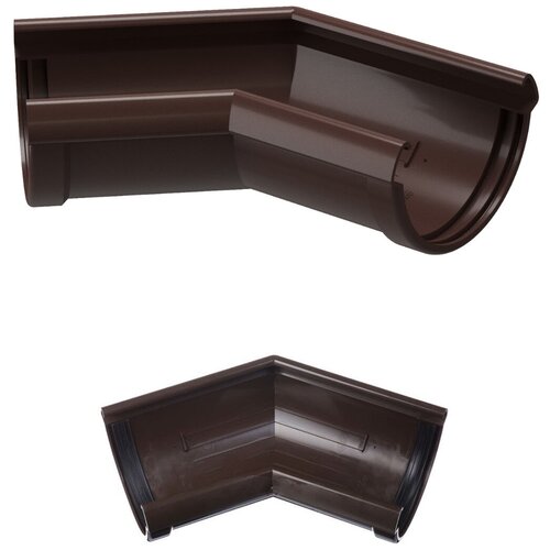 Угол желоба водостока дёке люкс ПВХ 135 градусов, диаметр 140мм, цвет шоколад (RAL8019)