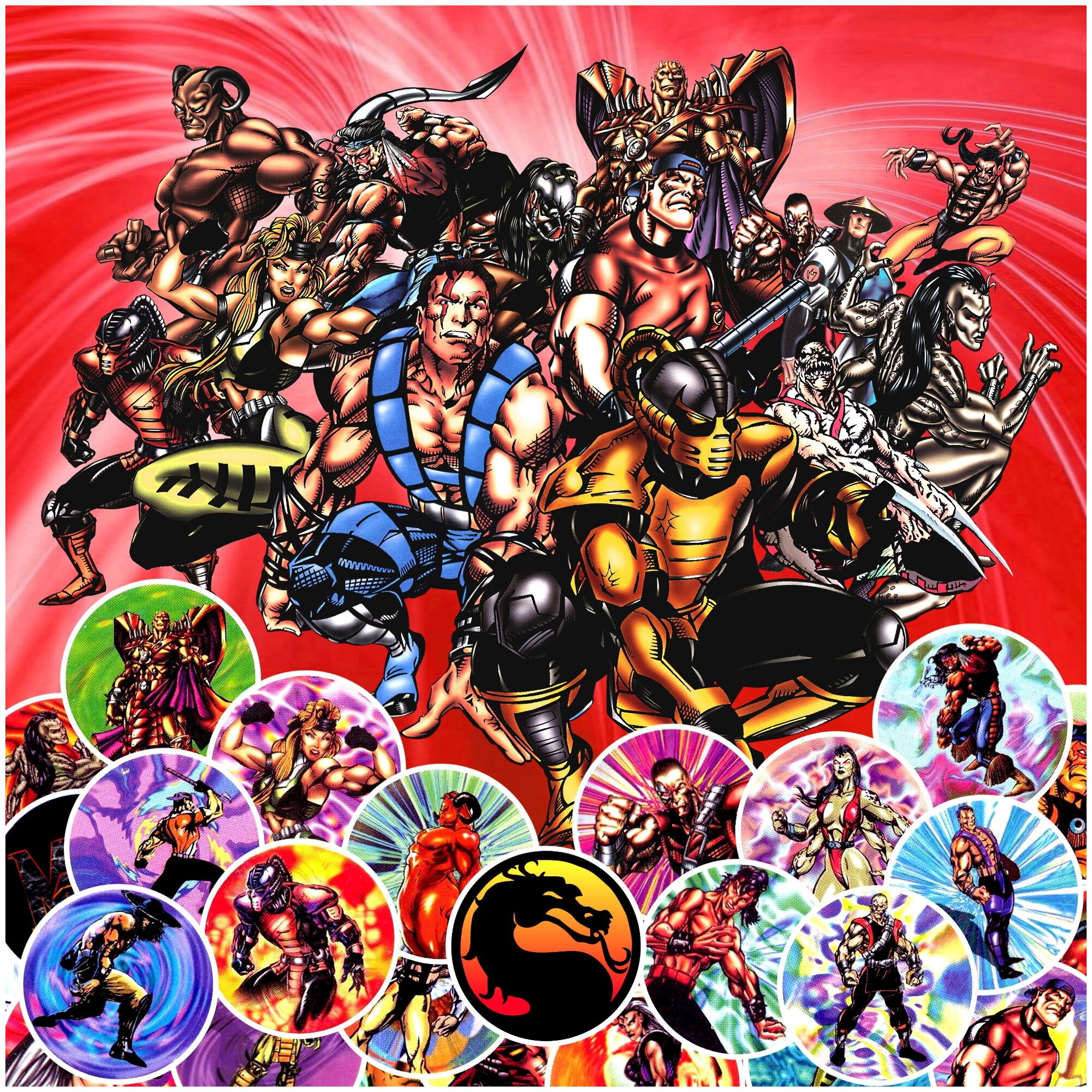 Наклейка-стикер ART "Mortal Kombat Caps набор №3" НД353 бумага 14.8х21 см