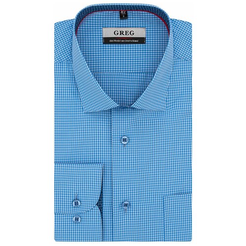 фото Рубашка мужская длинный рукав greg 214/119/1690/1p, прямой силуэт / сlassic fit, цвет голубой, рост 174-184, размер ворота 42