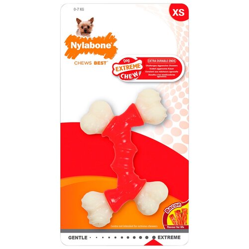 Игрушка для собак Nylabone Extreme Chew Double Bone двойная косточка экстра-жесткая с ароматом бекона XS (1 шт)