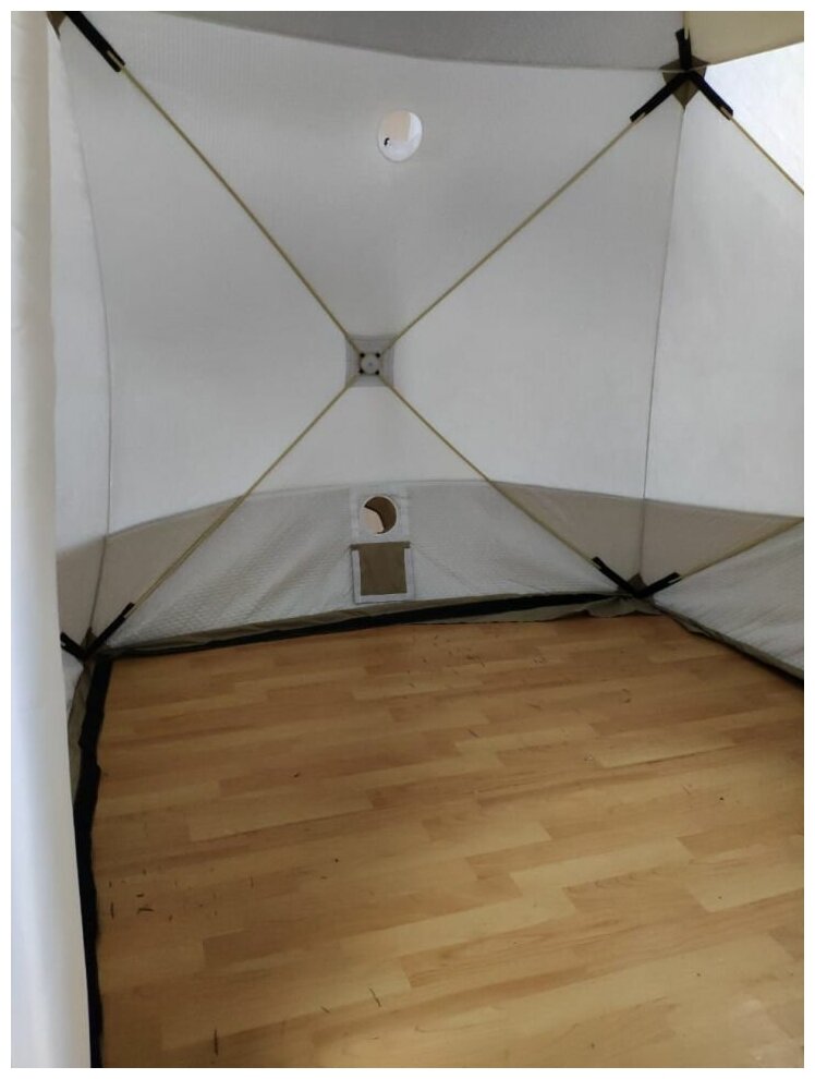 Палатка зимняя куб следопыт "Premium" 1,8х1,8 м, 3-х местная, 3 слоя, цв. белый/олива - фотография № 3