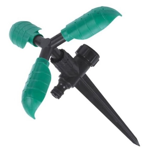 Дождеватель-ороситель Aquapulse 3-х рожковый вращающийся на ножке зеленый