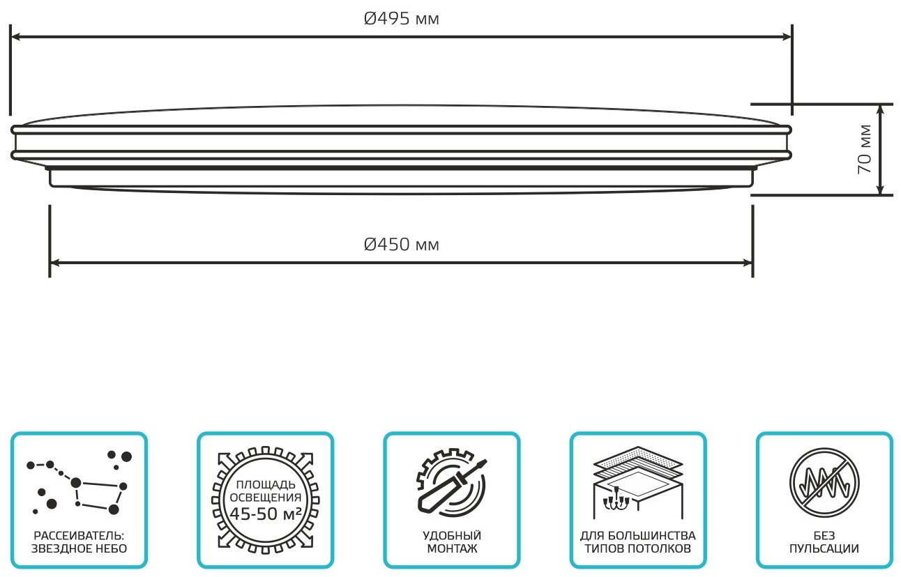 Светильник Gauss Basic Space Line НПС 55W 4700lm 4000K 220-240V IP20 485*75 LED 1/10 - фотография № 5