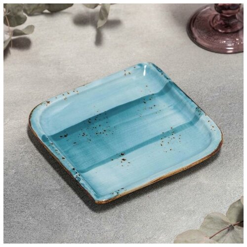 Блюдо квадратное «Инфинити», 14,5×14,5 см, цвет голубой