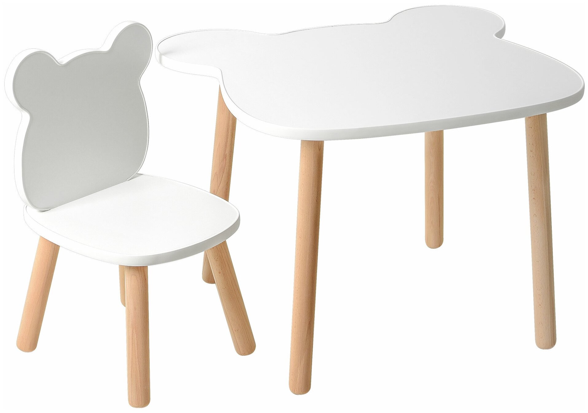 Детский стол и стул деревянный Мега Тойс ЛДСП Комплект детской мебели Мишка - фотография № 1