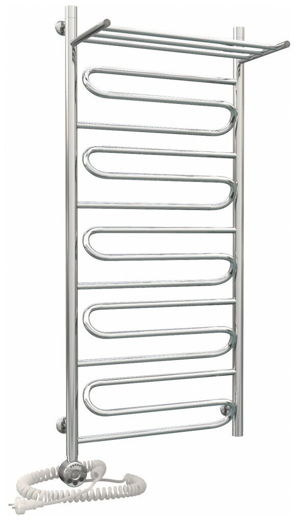 фото Электрический полотенцесушитель Роснерж Зиг-Заг L205100 120x50 с полкой, левый ТЭН