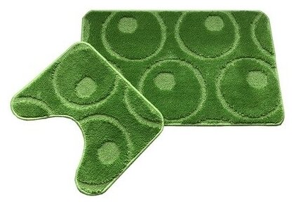 Комплект ковриков для ванной Рома Стронг Бэк 60х100 60х50 арт. 11649 круги зелен