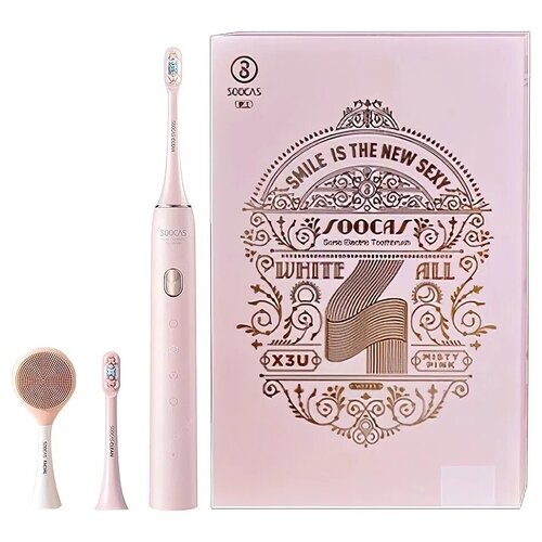 Электрощетка Зубная Xiaomi Soocas X3U с насадкой для чистки лица, розовая