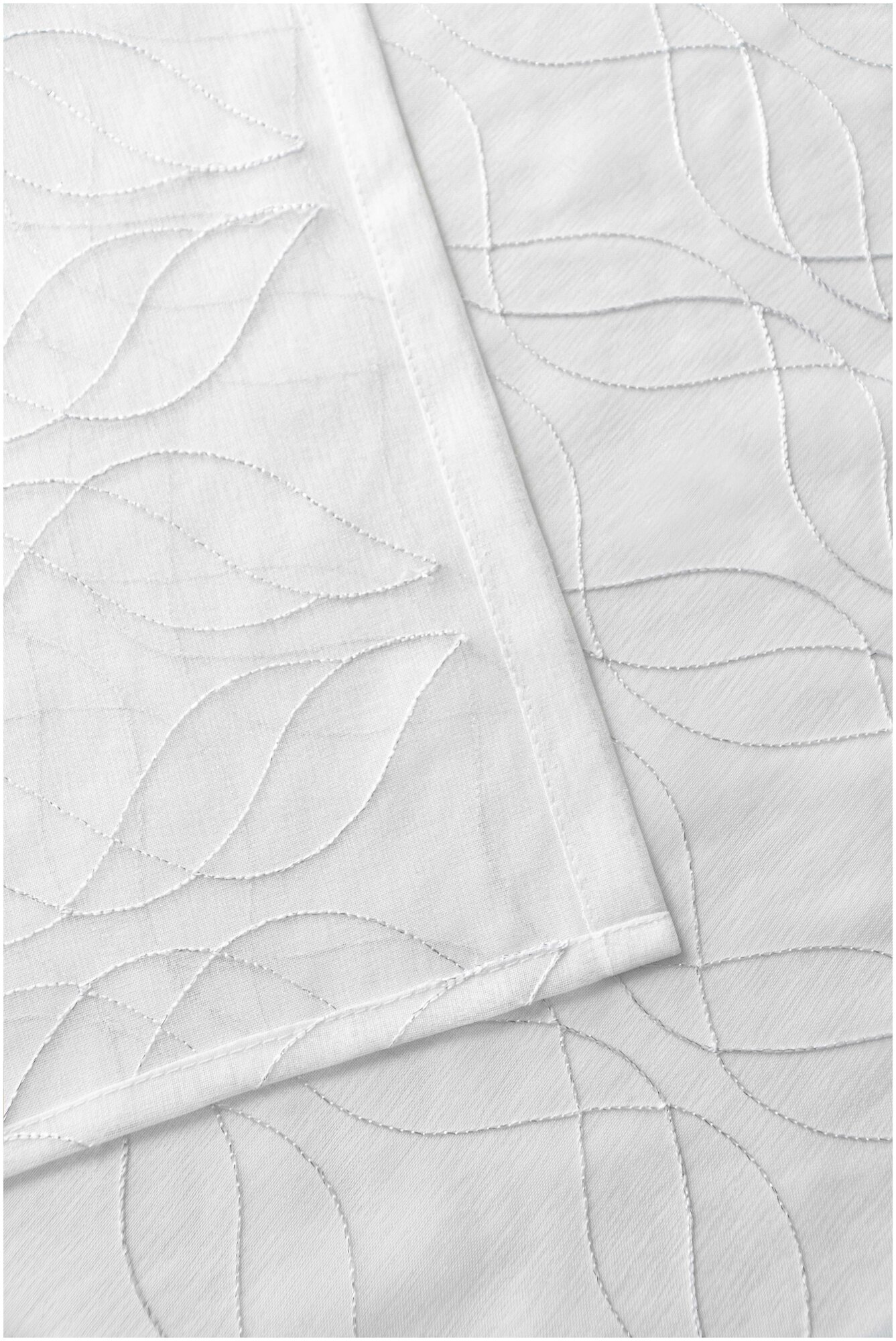 Тюль-вуаль PEORA под лён с вышивкой E21075-С1 Белая с серебром 300*260 - фотография № 4