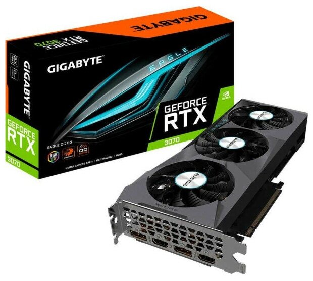 Видеокарта Gigabyte NVIDIA GeForce RTX 3070 8Gb LHR GV-N3070EAGLE OC-8GD 20