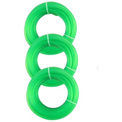 Леска для триммера 2,7 мм зеленая / Набор лесок 3 штуки / тример / сечение звезда / товары для сада / садовая техника