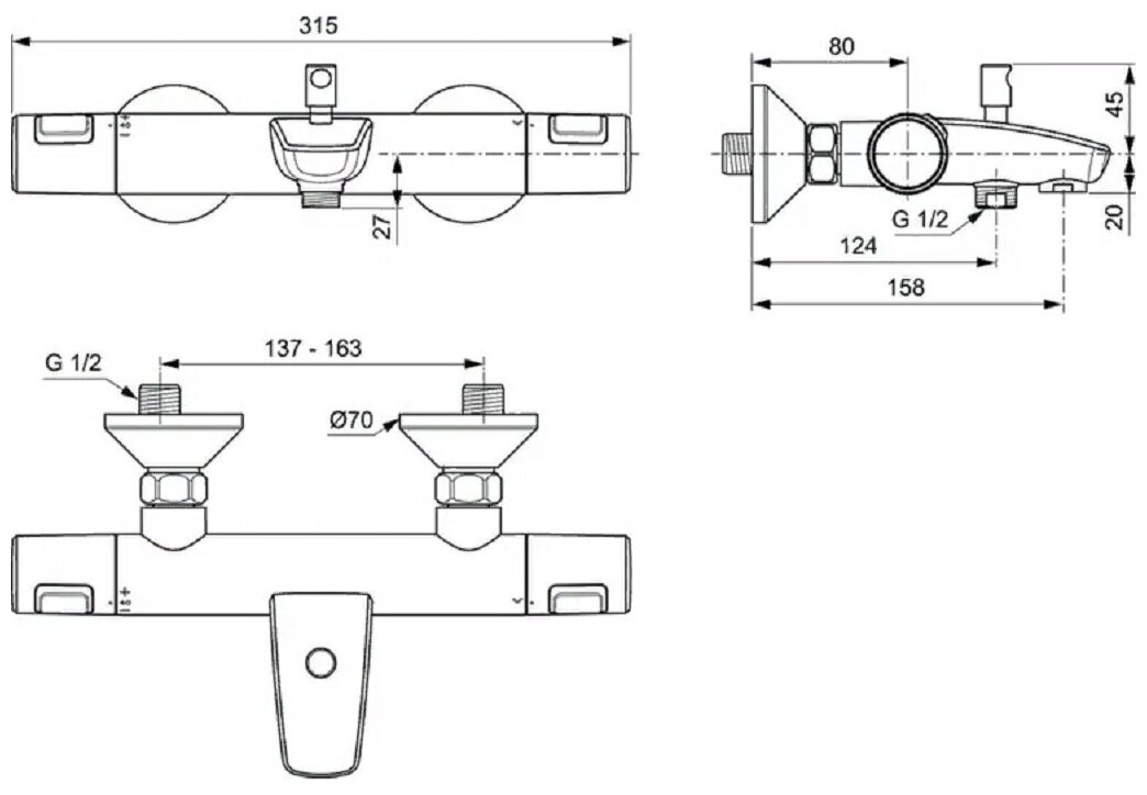 Набор смесителей Ideal Standard Ceratherm T25 BC984AA - фотография № 4