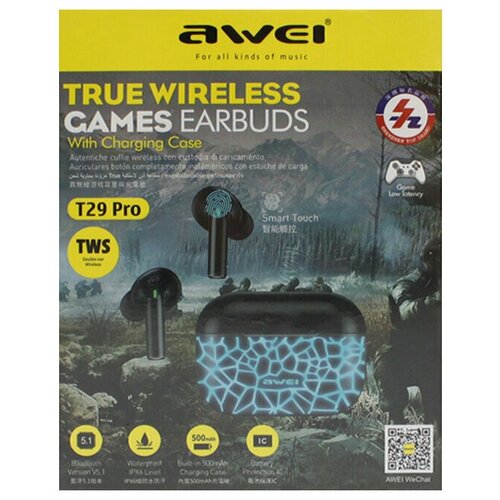 Наушники беспроводные Awei T29 Pro серый zal 180500₽