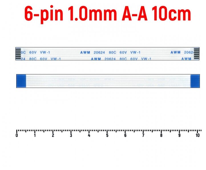 Шлейф тачпада для ноутбука Acer Aspire 4741G FFC 6-pin Шаг 1.0mm Длина 10cm Прямой A-A AWM 20624 80C 60V VW-1