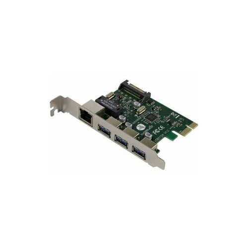 exegate ex281226rus контроллер exe 303 pci e 2 com port 1 lpt oem Контроллер Exegate EXE-361 EX283714RUS PCI-E 2.0, 3*USB3.0 ext + LAN UTP 1000Mbps, раз. доп. пит.(OEM)