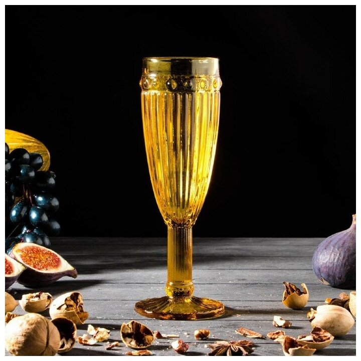 фото Бокал изстекла для шампанского «Босфор», 160 мл, 7×7×20 см, цвет жёлтый