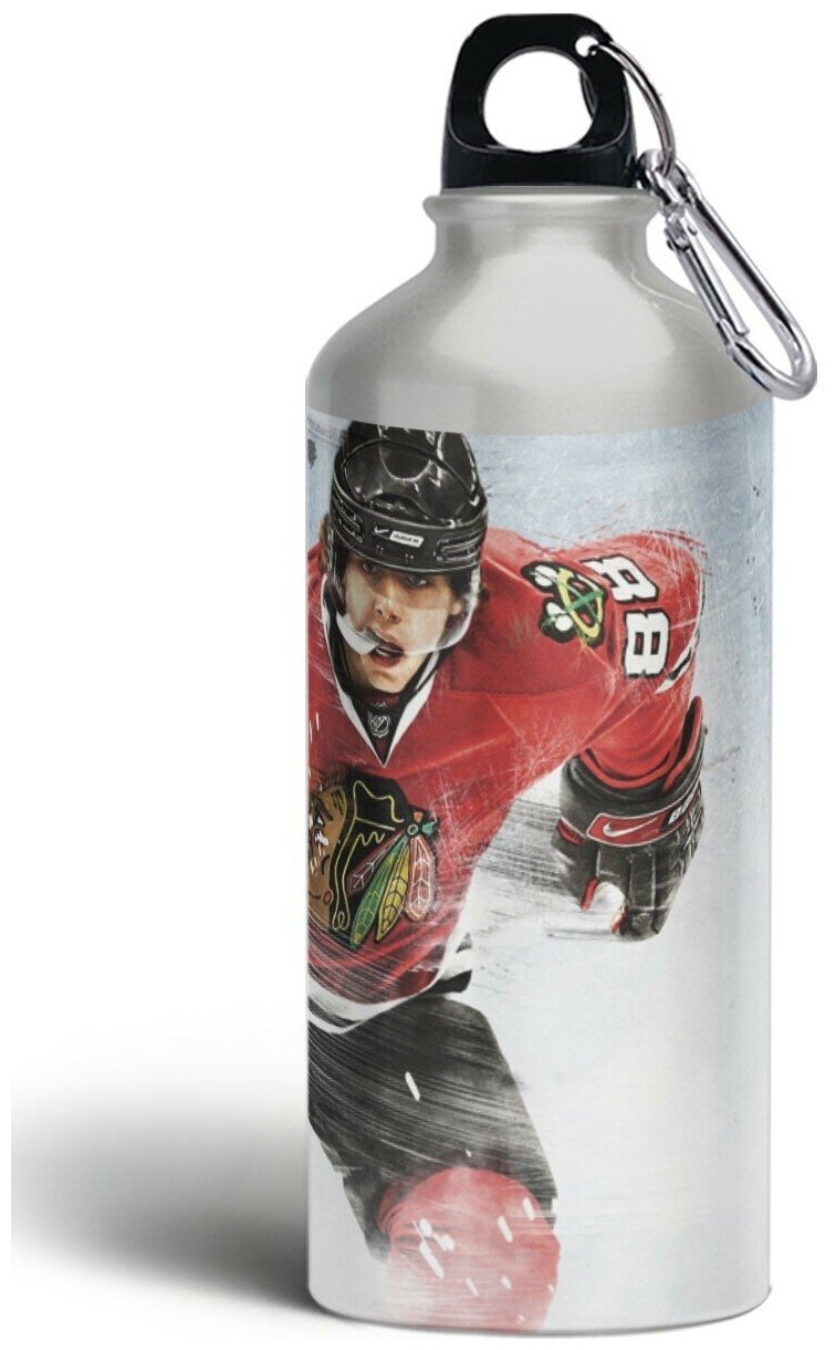 Бутылка спортивная, туристическая фляга, 500мл с карабином Спорт хоккей - 179