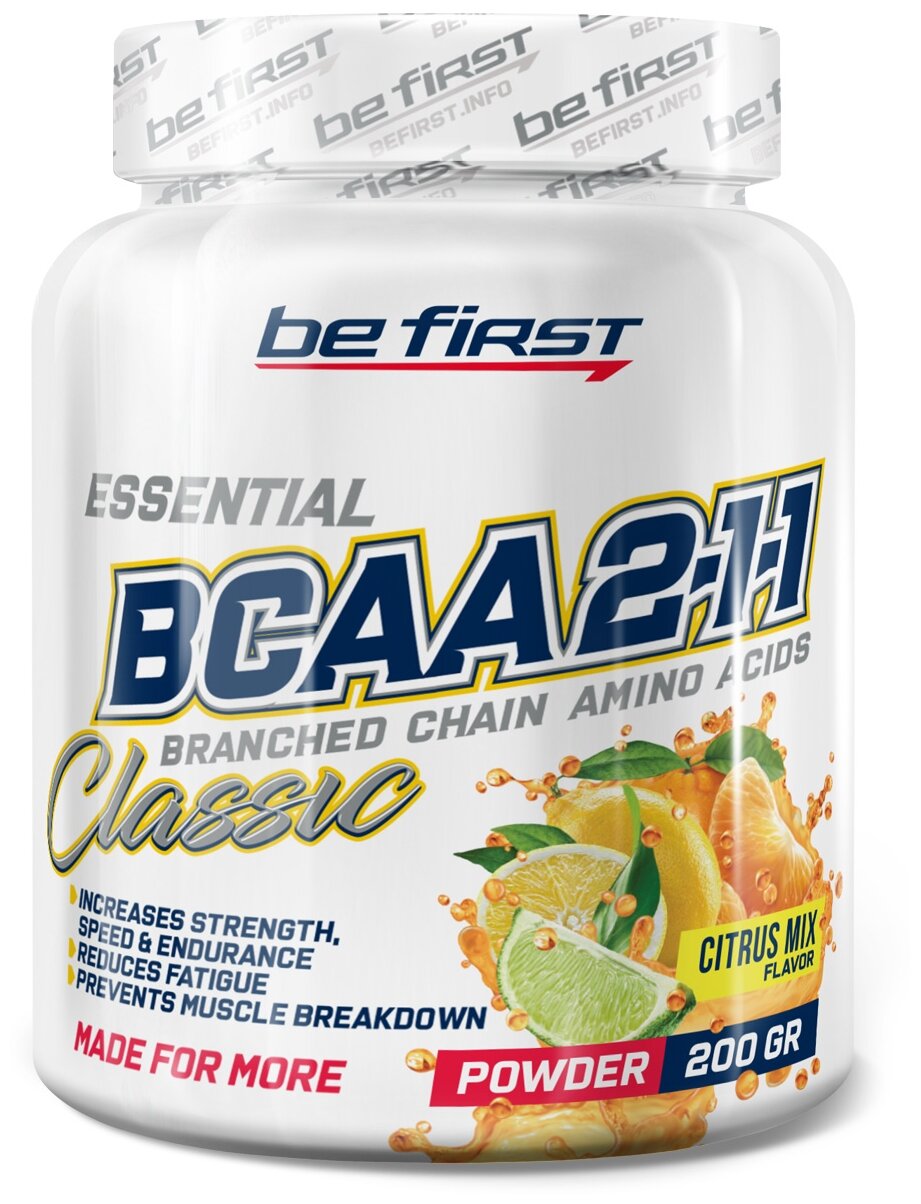 Be First BCAA 2:1:1 Classic Powder Цитрусовый микс 200 г