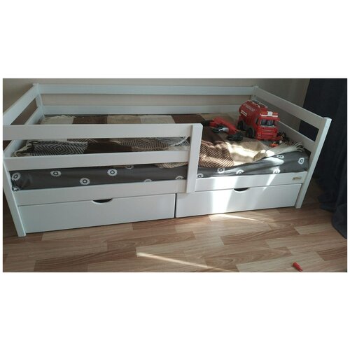 Кровать детская Денвер 160х80 см, белая, деревянная (береза), односпальная , с ящиками