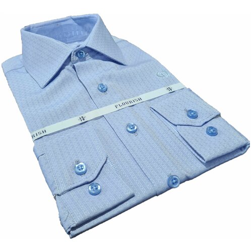 Школьная рубашка для мальчика Флоуриш, голубой, Рост 110-116