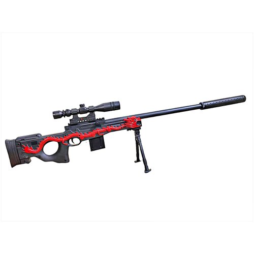 Игрушечная пневматическая снайперская винтовка AWM «RED DRAGON» с лазерным наведением 90 см игрушечная пневматическая снайперская винтовка m24
