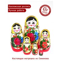 Матрешка Семеновская Традиционная 6 в 1. Хохломская роспись.