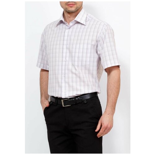 фото Рубашка мужская короткий рукав casino c715/0/7144, прямой силуэт / сlassic fit, цвет сиреневый, рост 174-184, размер ворота 39