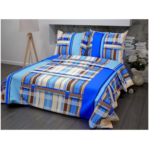 Комплект постельного белья Samy Геометрия, 1.5-спальное, бязь, синий