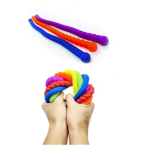 Антистресс игрушка лапша тянучка / Браслет тянучка с узорами цветная (3 шт)