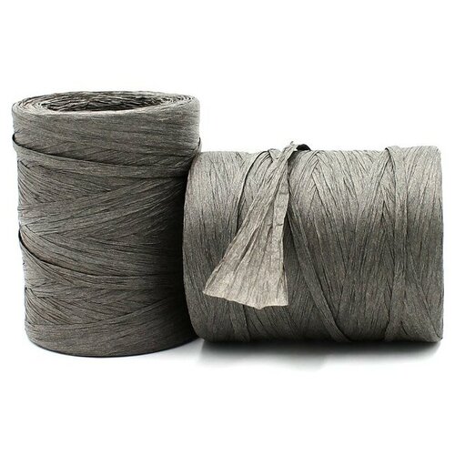 Рафия натуральная пряжа для вязания сумок, соломенных шляп ,220м/130-145г, цвет - оливково-серый