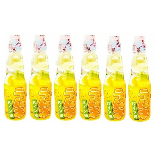 Газированный напиток Ramune Lemonade (Рамунэ ананас) 6 шт по 200 мл, стекло